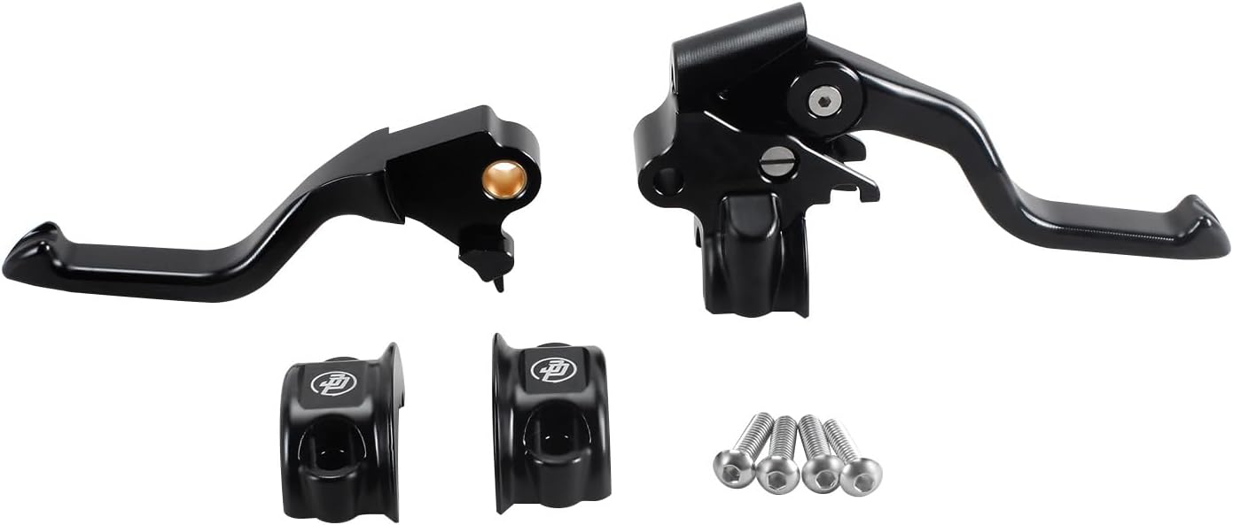 POWER JAMES Black Easy Pull Slim Clutch Brake Hand Controls Shift Levers Compatible with Harley Davidson 96-03 XL, 96-17 Dyna, 96-14 Softail, 96-07 Touring Models