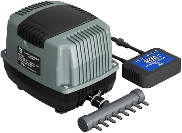LYCLEAN High-Flow Diaphragm Air Pump, 18W Hydroponic Air Pump with 40 L/min, 0.035Mpa Aquarium Air Pumps with Adjustable Controller, Pond Air Pump for Aquarium, Fish Farm, Seafood Restaurant Air Pump