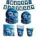Amycute Shark Party Supplies Set de 117 accesorios para fiesta con diseño de tiburón con pancarta, platos, vasos, servilletas, cubertería para 16 niños regalo de cumpleaños y decoración de fiesta