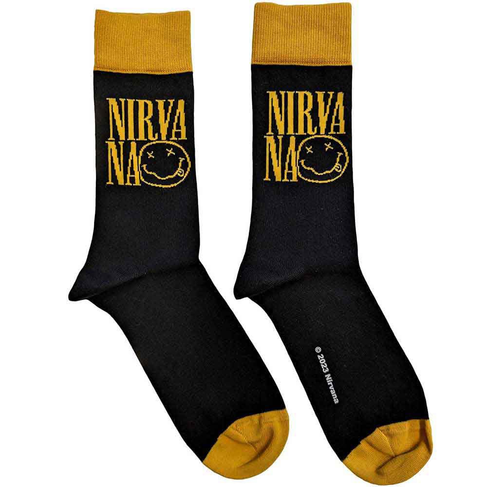 Nirvana Logo Stacked Uni Socks 4-7 - Music Gift - Nirvana Memorabilia Socks