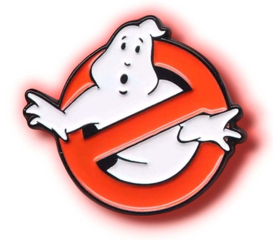 Badge à épingle en émail Ghostbusters - 25,4 mm x 28,9 mm - 2 mm d'épaisseur - Logo rétro Ghostbusters - À collectionner - Parfait pour sacs à dos,...