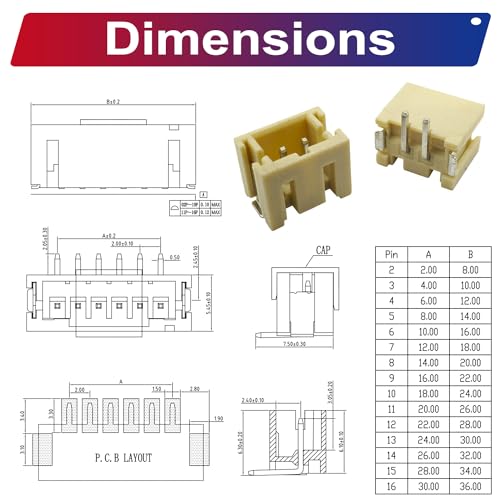 Connecteur JST 2.0 PH CMS broches pas 2mm pour réparation électronique - 5