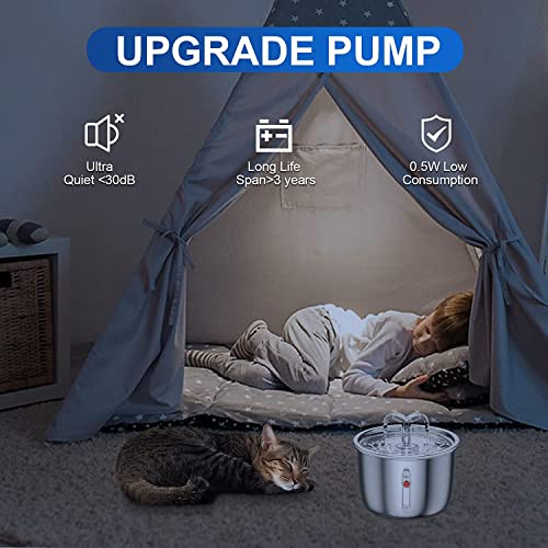 Fuente de agua para gatos acero inoxidable 2L miniatura 5