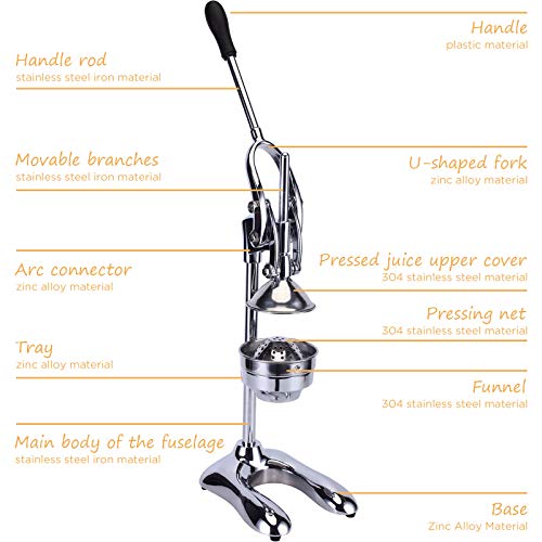 Ihayner Hand Press Juicer Machine Manual Orange Juicer 304 Stainless Steel Professional Citrus Juicer Orange Crusher #TOP1