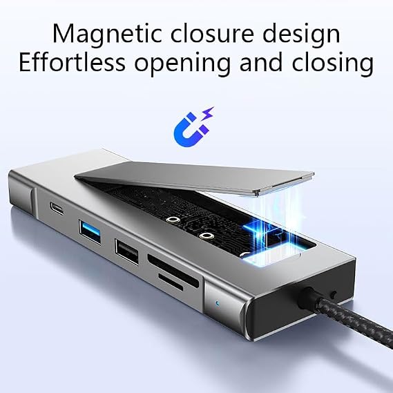 Hub Splitter 8 in 1 Multiport Expander Supports SSD Hard Drive Expansion, 4K@HDMI 30Hz,USB-C 3.2, 100W PD,USB A 3.2 10Gbps Port,SD/TF 3.0 Card Reader Adapter for Windows/Mac/iPad/Desktop (8 in 1 HUB)