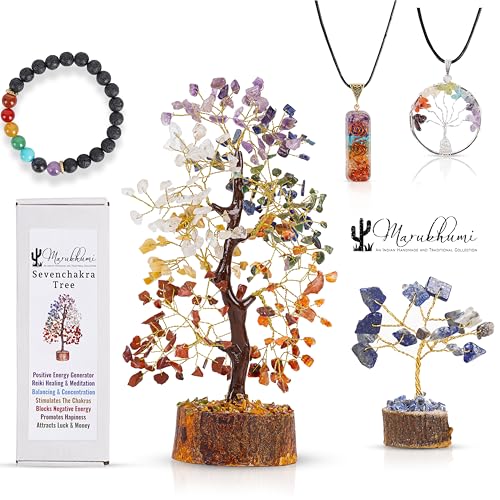 Chakra Healing Crystal Tree Kit with 7 Chakra Bracelet and