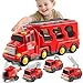 Bennol 5-in-1 Fire Trucks Toy Set for Boys Age 1-3 3-5, Fire Car Truck for Toddlers 1 2 3 4 5 6 Years Old, Christmas Birthday Gift Car Sets with Light Sound