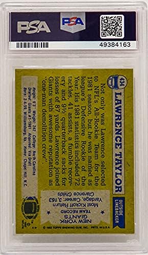 Lawrence Taylor (Giants) 1982 Topps Football #434 RC Rookie Card - PSA 9 MINT (F)