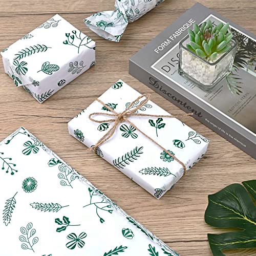 Bolsome 100 Sheets 20 * 14 Inches Greenery Tissue Paper, Botanical Gift Wrapping Tissue, Green Leaves Decorative Tissue Paper For Jungle Safari Party Baby Bridal Shower Birthday Wedding Decor #TOP2