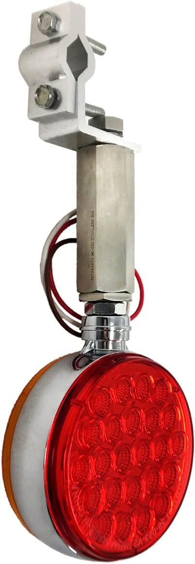 4" Round 48 Diodes Red/Amber LED Signal Marker light with Stainless Mounting & Brackets (Compatible with Kenworth, Compatible with Peterbilt, Fits Freightliner & Various Truck)