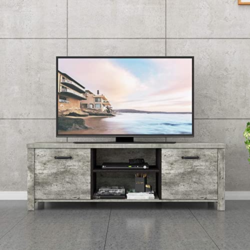 Sogeshome 59'' Farmhouse Wood Tv Stand For Tv Ups With Storage And 2 Cabinet, Tv Entertainment Center Tv Stands With Storage #TOP2