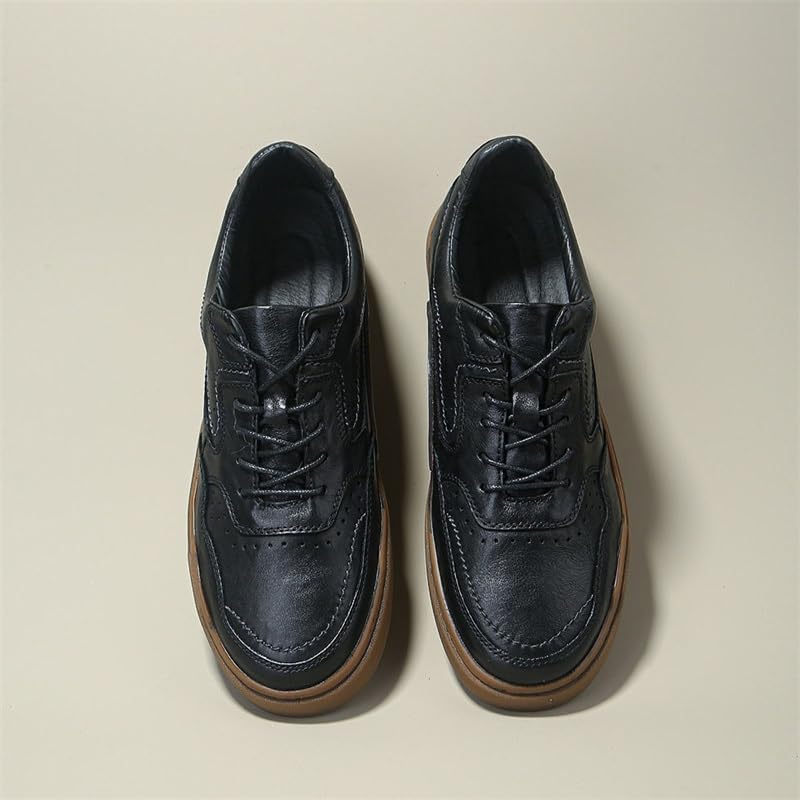 HBJWOV Men's Casual Leather Sneakers Waxed Lace-up Pedal Design Breathable Oxford Shoes Comfortable Suitable for School Work Versatile