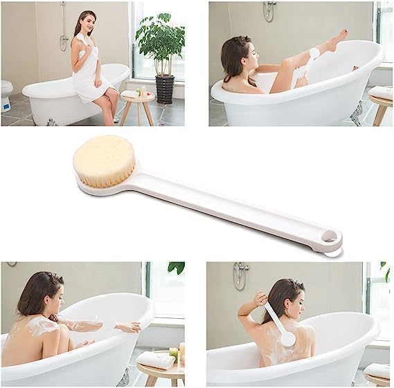 Image of Silicone Bath Brush with Long Handle - Soft Bristles Back Scrubber for Shower | Body Massage - Exfoliating Dirt Removal Brush for Men | Women (Shower brush)