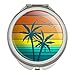GRAPHICS & MORE Sunset with Palm Trees Graphic Compact Travel Purse Handbag Makeup Mirror