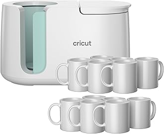 Cricut Mug Press Starter Kit - Includes Mug Heat Press & 12 Blank Ceramic Mugs (White, 12oz)