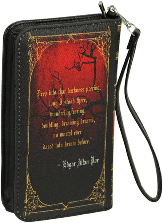 Things2Die4 The Raven Book-Style Wallet with ID Holder - Snap Closure - Fashionable Wristlet Strap for Horror Enthusiasts - Gothic Style, 7 Inch, Black - Image 6