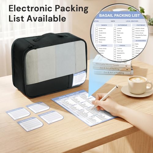 Image of BAGAIL 9 Set Packing Cubes with Packing List Luggage Packing Organizers for Travel Accessories (Black)
