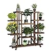 Yaheetech Houten bloemenrek, 6 niveaus, bloemenstandaard met wielen voor balkon, woonkamer, tuin en outdoor