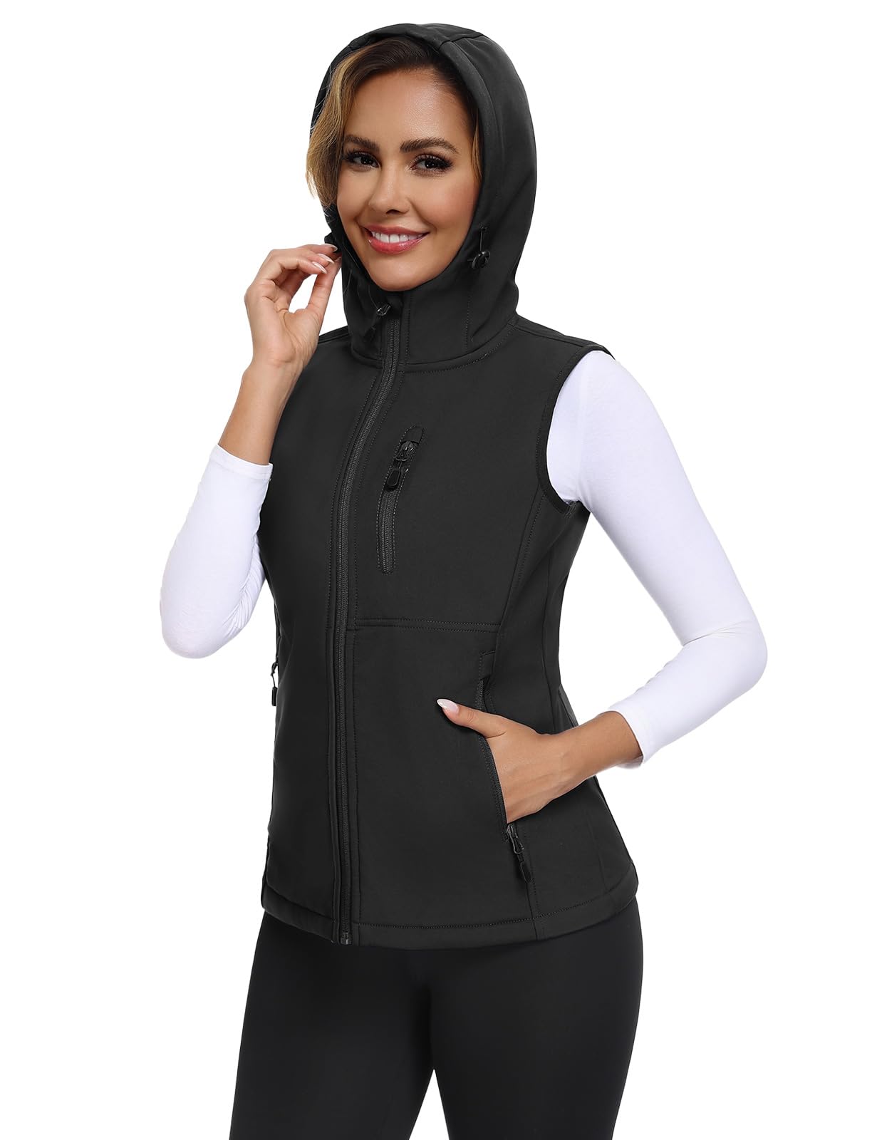 Gilet Softshell Donna Impermeabile Smanicato Giacca Senza Maniche Donna Leggera Antivento Gilet Sportivo Casual per l'outdoor Giacche con Cerniera e Tasca
