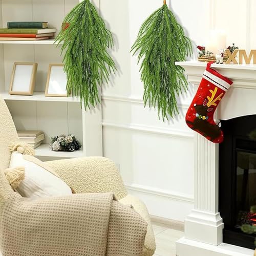 24 Inch Faux Norfolk Pine Teardrop Swag Christmas Decor for Door Wall Decor - image 9