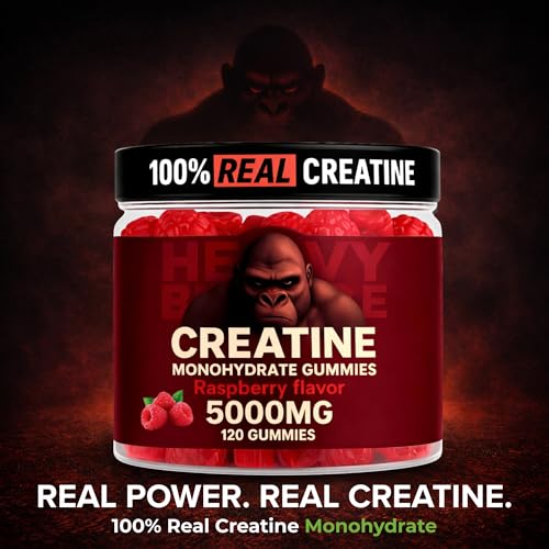Image of Creatine Monohydrate Gummies 5g Sugar Free Creatine with Vitamin B12 and L-Taurine | Muscle Growth for Men and Women | Low Calorie Formula 120 Gummies for 30 Servings, Raspberry