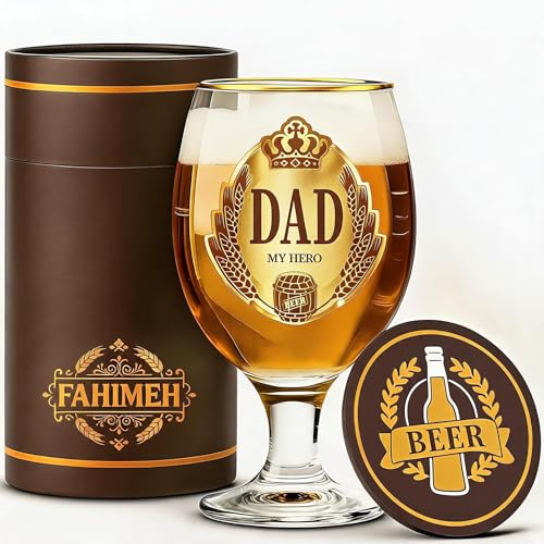 FAHIMEH Dad Gifts Beer Glass Present for Fathers Day Birthday Christmas