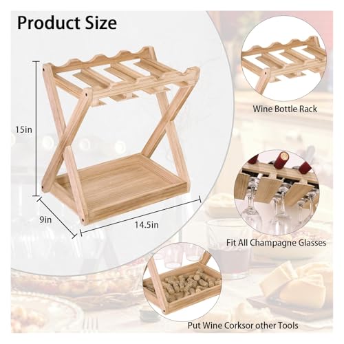 Soporte para 4 botellas de vino de madera miniatura 2