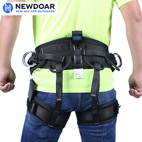 Image of NewDoar Climbing Harness, Mountaineering Rock Climbing Harness, Half Body Harness for Rappelling Fire Rescuing Tree Climbing
