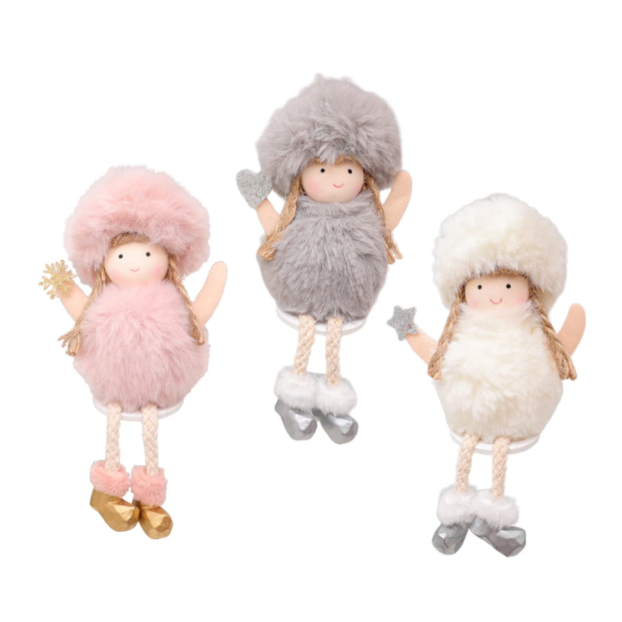 OUNONA 9piezas Adornos Navideños De Ángel Colgantes De Muñecos De Peluche para Decorar Árbol Pared y Ventanas Navidad