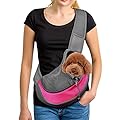 Zwini Pet Carrier Hand Free Sling Puppy Carry Bag Small Dog Cat Traverl Carrier with Breathable Mesh Pouch for Outdoor Travel Walking Subway 12LB (Pink)