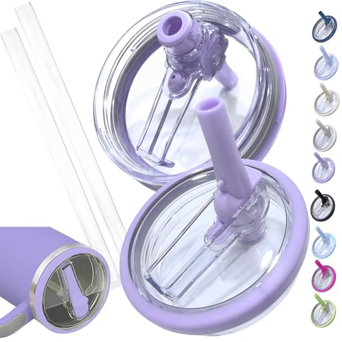 EXOasis ???????????????????????????????? Leak Proof Flip Straw Lid Replacement for 40oz Stanley Quencher H2.0, No Spill Accessories with Extended Straw &Enhanced Sealed Lid (Purple)