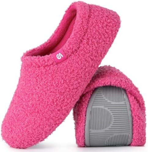 VeraCosy Ladies' Fuzzy Curly Fur Memory Foam Slippers Anti-Slip Lightweight Breathable House Shoes