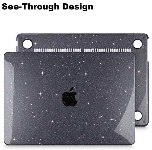 Image of Midkart Case Compatible with MacBook Air 13.6 inch M5 M4 M3 M2 Release 2026-2022 A3449 A3240 A3113 A2681 Hard Shell Cover Keyguard & Dustplugs for MacBook Air 13 inch Case, Transparent Black Glitter