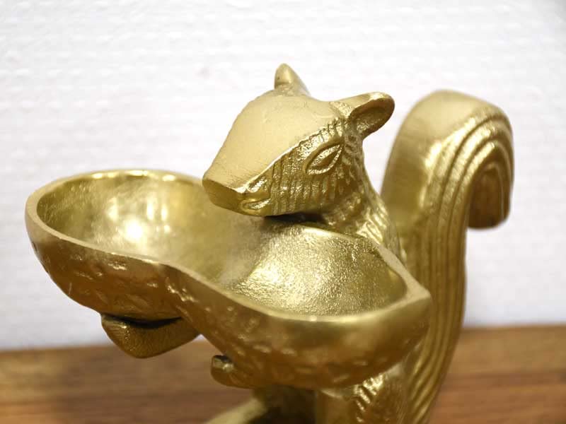 リスの小物入れカート 錫製 Amazon.co.jp: リス & ナッツ トレイ ゴールド 金 おしゃれ オブジェ