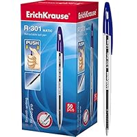ERICHKRAUSE Pack 4 Penne Automatiche R-301 Classic Matic 10 - Roller A Sfera, Punta 1.0 Mm, Inchiostro Blu Asciugatura Rapida, Colore Azzurro