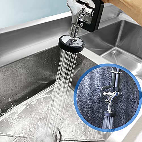 MaxSen Wall Mount Commercial Kitchen Sink Faucet 4-8 Inch Adjustable Center Kitchen Brass Mini Pre Rinse Unit,25'' Height With High Pressure Pull Down Spray And Add on Spout (6813L)