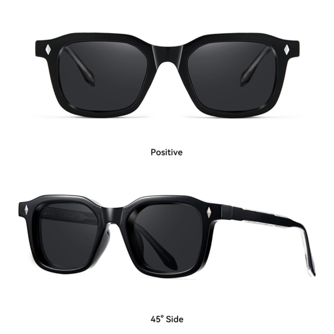 Klasyczne okulary przeciwsłoneczne damskie i męskie, luksusowe, vintage, modne, popularne okulary przeciwsłoneczne Punk Driving Shade UV400 (przezroczysty czarny)