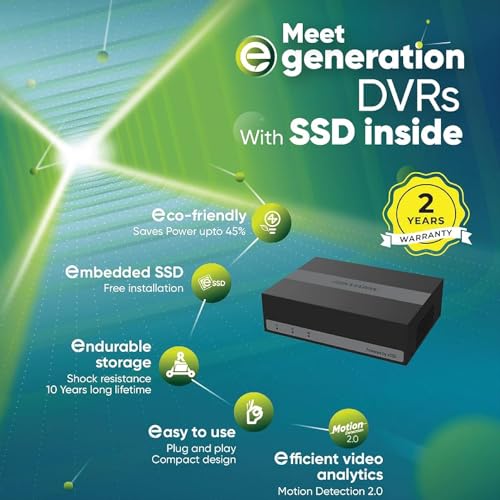 Image of HIKVISION 4 Channel H.265 [Built-in 512 GB SSD] eDVR Human and Vehicle Motion Detection 2.0 Up to 3K /5 Mega Pixel Camera Support DVR with 14 Days Recording* + USEWELL HDMI, Black