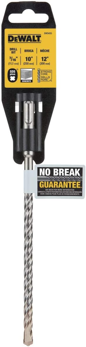 DEWALT DW5435 7/16-Inch by 10-Inch by 12-Inch Rock Carbide SDS Plus Hammer Bit