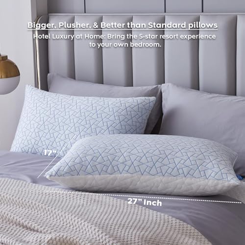 Image of AYKA Premium Cooling Microfiber Pillow for Sleeping, Set of 4 | 17x27 Inch Hotel Luxury Bed Pillows | 100% Virgin Fiber Fill, Soft & Fluffy | Neck Support for Side, Back & Stomach Sleepers