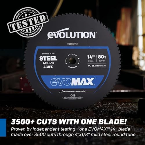 Evolution S15CPS 15" Heavy-Duty Metal Cutting Chop Saw | 3,500+ Cuts with EVOMAX14ST Blade | 15" Blade Compatible | Industrial Power Saw, Soft Start Motor, E-Brake, Precision Shadow Line Guide - 2