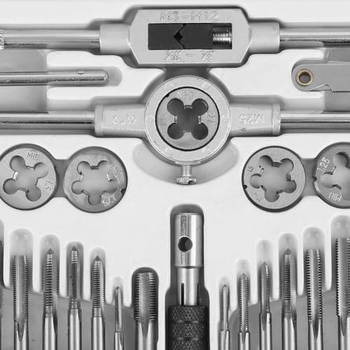 AEE® 40 Parça Metrik Kılavuz ve Pafta Seti – M3–M12 Vida Dişi Açma Seti, Alaşımlı Çelik, Profesyonel Tap Die Takımı - Görsel 5