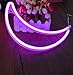 Crescent Neon Light Moon LED Neon Signs Art Wall Lighting Decor for House Bar Recreational, Birthday Party Kids Room, Living Room, Wedding Party (Pink Moon)