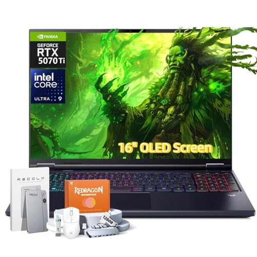 Image of Acer Predator Helios Neo 16S AI Gaming Laptop, Intel Core Ultra 9 275HX Up to 13 NPU Tops, RTX 5070Ti, 32 GB DDR5, 1 TB SSD, 16 inch 240Hz OLED, Win11 Pro, W /RECOLX AI Voice Recorder, REDRAGON Accessories