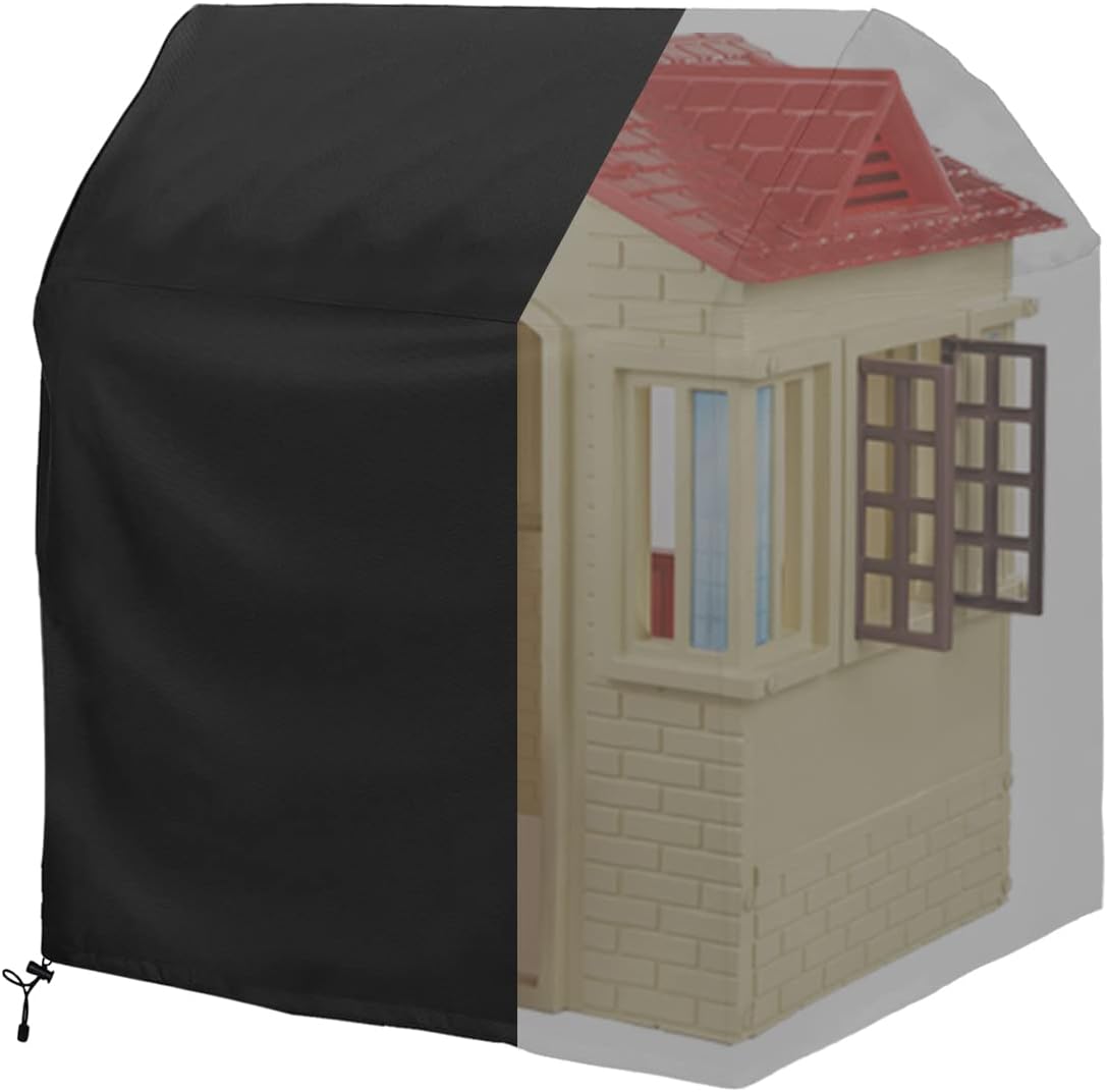 Large Outdoor playhouse covers waterproof, 80" L x 55" W x 63" H Sun Protection dust, 420D Heavy Duty Oxford Fabric,Large playhouse cover,Black
