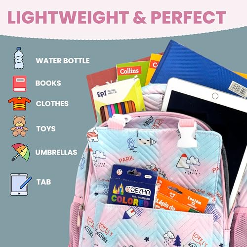 Image of Storite 3 in 1 School Bag Set for Kids Girls 15L | Backpack with Lunch & Pencil Pouch |Stylish Water-Resistance Lightweight Durable for Travel | Birthday Gift (Purple Blue - 33x14x43 Cm)