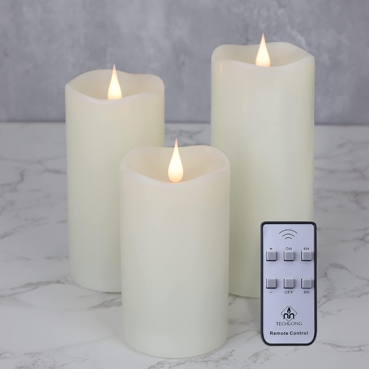 TECHLONG Flickering Flameless Candles with 3D Moving Flame