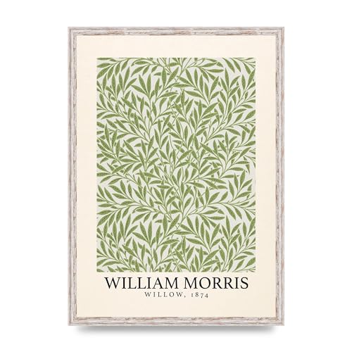 Lithobee - William Morris Willow 1874 - Printed Wall Art Design in Sizes A2, A3 & A4 Framed in a Stylish Quality Coloured Frame or Unframed (A2 White Distressed Frame)
