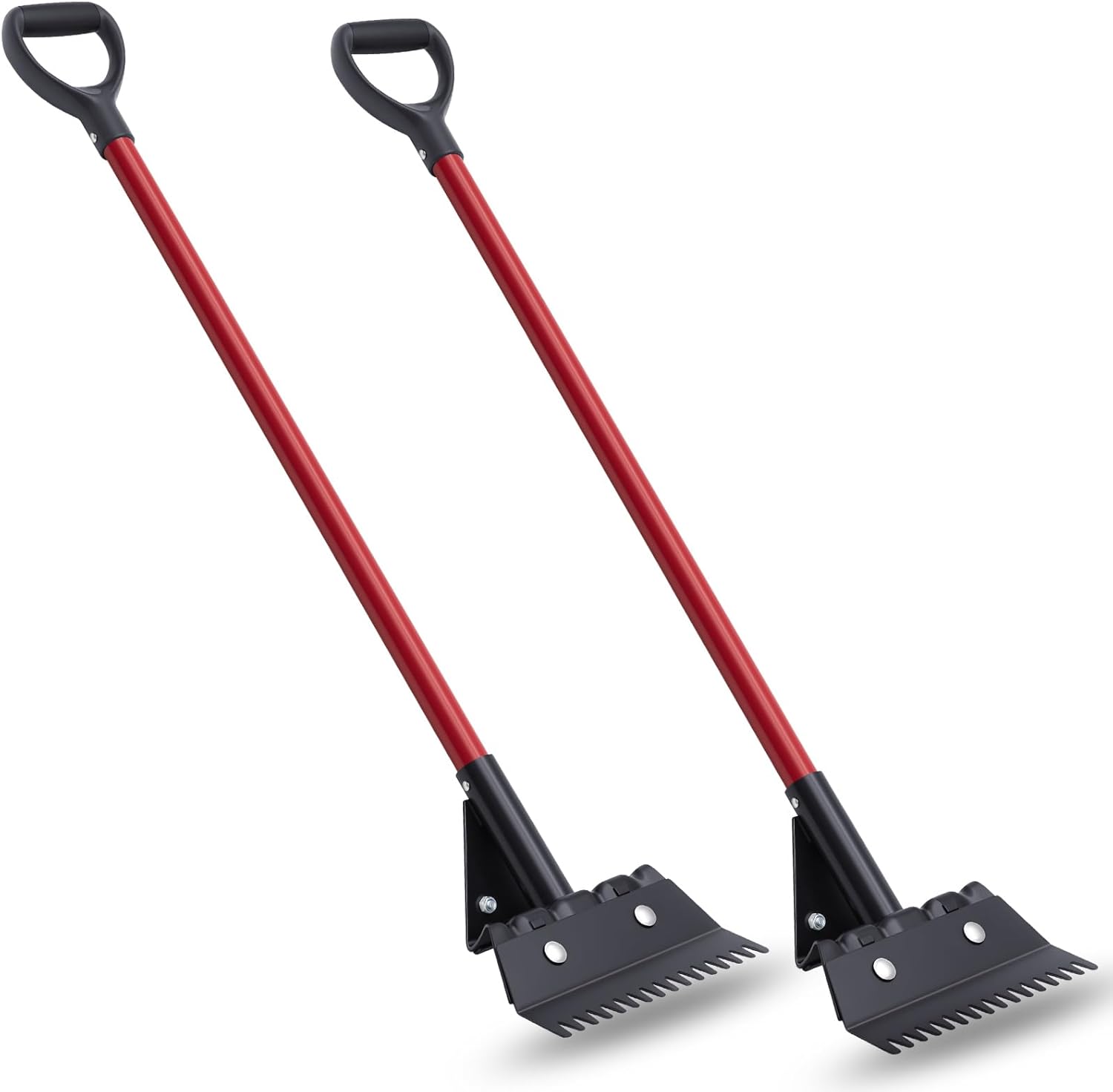 2 Pack Shingle Remover Tool 46.5 in Heavy Duty Roofing Shovel with D-Handle, Notched Teeth Nail Puller, Fiberglass Handle Roof Tear Off Tool for Shingle Removal