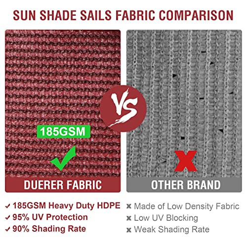 Duerer Sun Shade Sails Canopy 10' X 13' Rectangle, 95% Uv Blockage, 185Gsm Sail Shade Keep Cool For Patio, Garden, Pergola, Backyard, Outdoor Facility & Activities -Terracotta #TOP2